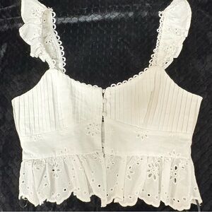 Womens|top|white Eyelet Lace#cottagecore#coastalcowgirl#corset#ruffles#posh#chic